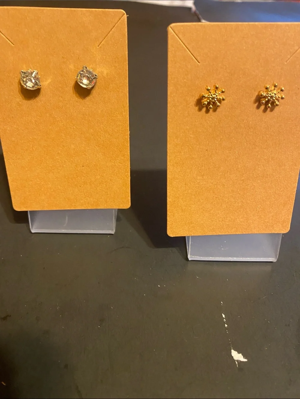 Fashion Jewelry Gold Snowflake and Clear Crystal Stud Earring Set